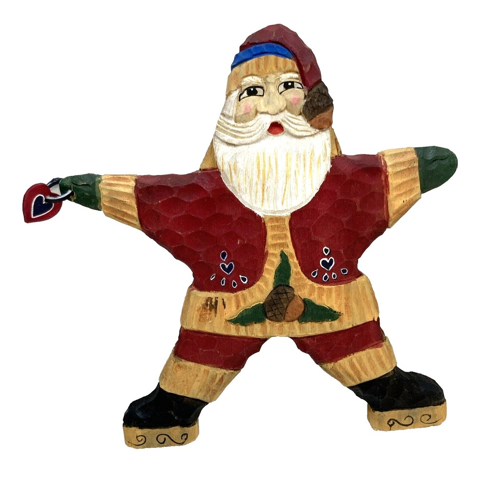 Vintage Hand Carved Star Santa International Christmas Elements Of Folklore 11"